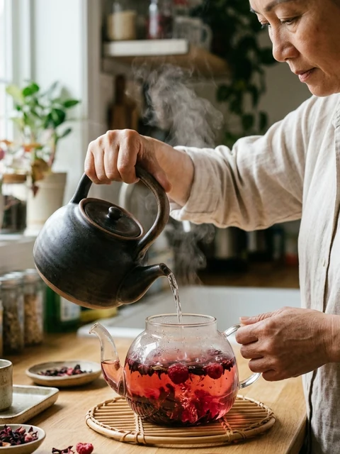 Rót nước sôi và hãm trà - Trà Mâm Xôi