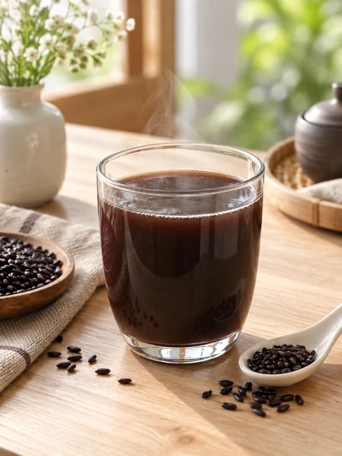 Ly Bột Ngũ Cốc Ngũ Hắc đã pha xong, nóng ấm, sẵn sàng thưởng thức