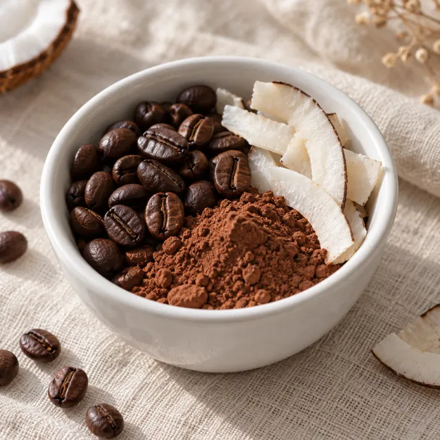 Chén dừa - thành phần trong Cà Phê Cacao Premium Coffee