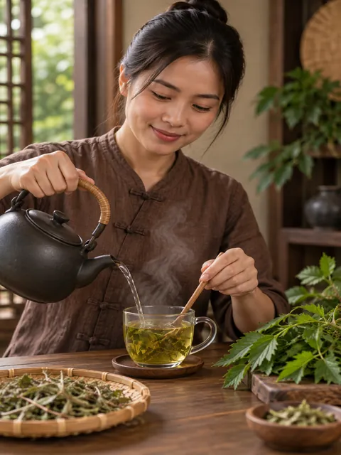 Rót nước sôi và hãm trà - Trà Đinh Lăng