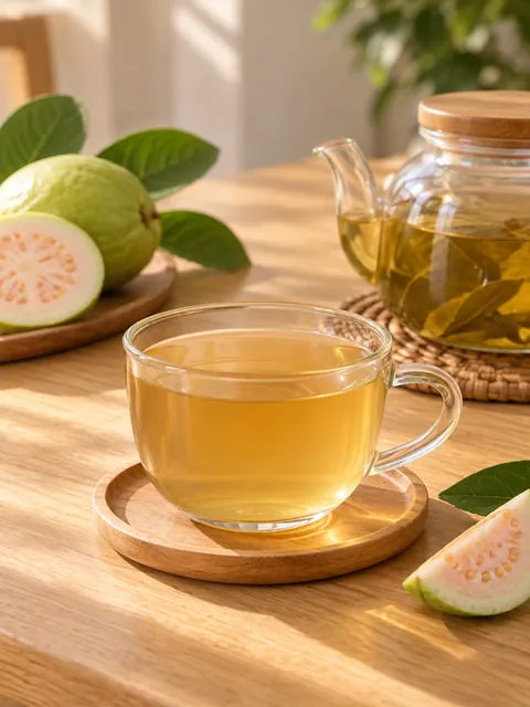 Trà Ổi Heratea đã pha xong, dùng nóng hoặc thêm đá